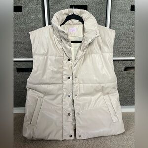 Pink Lily Light Beige Puffer Vest